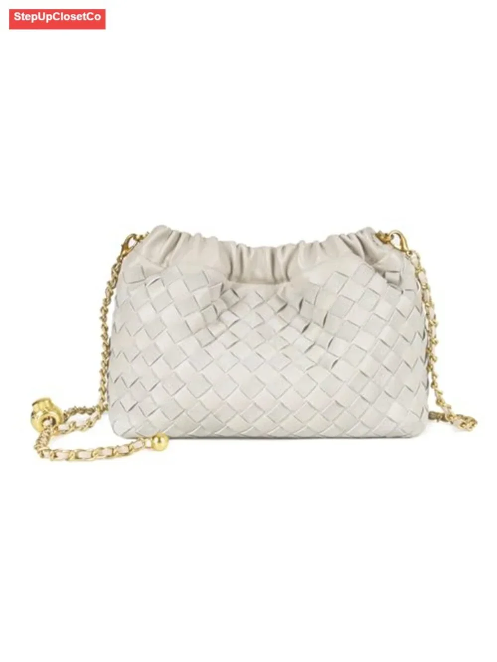 Woven Faux Leather Crossbody Hobo Bag Ruched Purse with Adjustable Strap